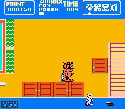 In-game screen of the game Garfield no Isshukan - A Week of Garfield on Nintendo NES