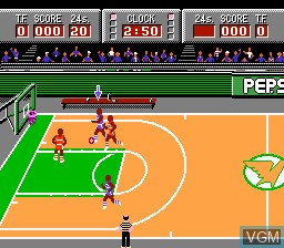 In-game screen of the game Magic Johnson's Fast Break on Nintendo NES