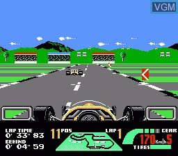 In-game screen of the game Nigel Mansell's World Championship on Nintendo NES