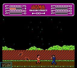 In-game screen of the game A Nightmare on Elm Street on Nintendo NES