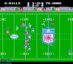 In-game screen of the game Tecmo Super Bowl on Nintendo NES