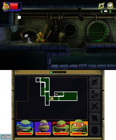 In-game screen of the game Teenage Mutant Ninja Turtles - Danger of the Ooze on Nintendo 3DS