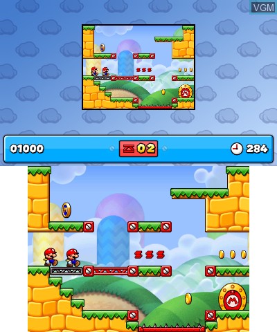 In-game screen of the game Mario vs. Donkey Kong - Minna de Mini-Land on Nintendo 3DS