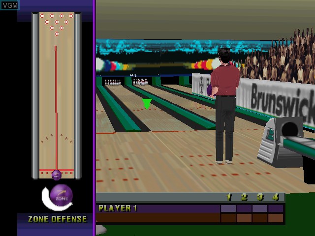 In-game screen of the game Brunswick Circuit Pro Bowling on Nintendo 64