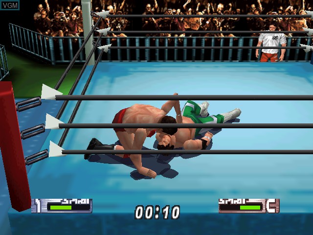 In-game screen of the game Virtual Pro Wrestling 2 - Oudou Keishou on Nintendo 64