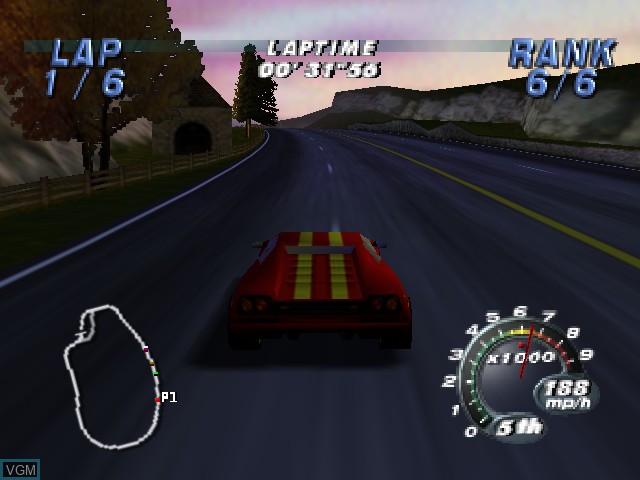 In-game screen of the game Automobili Lamborghini on Nintendo 64