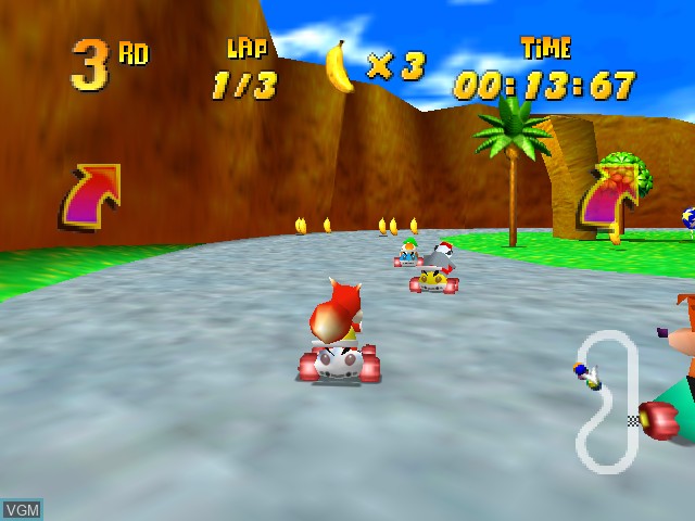 In-game screen of the game Diddy Kong Racing on Nintendo 64
