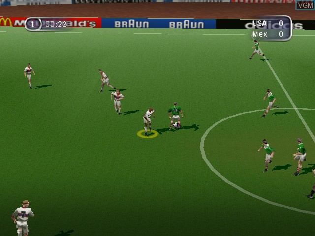 In-game screen of the game FIFA - Road to World Cup 98 on Nintendo 64