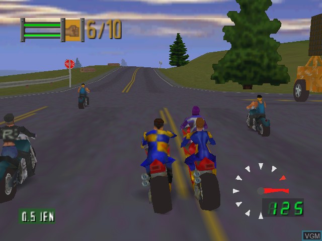 In-game screen of the game Road Rash 64 on Nintendo 64
