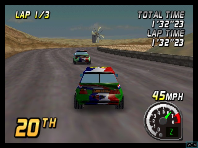 In-game screen of the game Top Gear Rally on Nintendo 64
