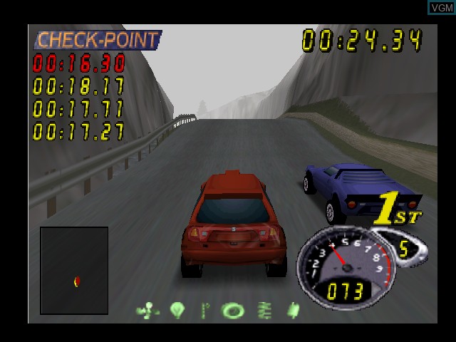 In-game screen of the game Top Gear Rally 2 on Nintendo 64