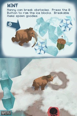 In-game screen of the game Ice Age 2 - The Meltdown on Nintendo DS