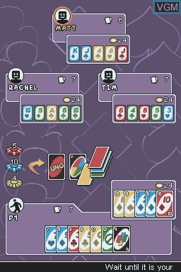In-game screen of the game Uno 52 on Nintendo DS
