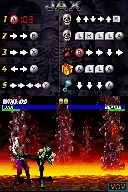 In-game screen of the game Ultimate Mortal Kombat on Nintendo DS