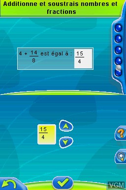 In-game screen of the game Adi l'Entraîneur - Mathématiques, Français 6e & 5e on Nintendo DS