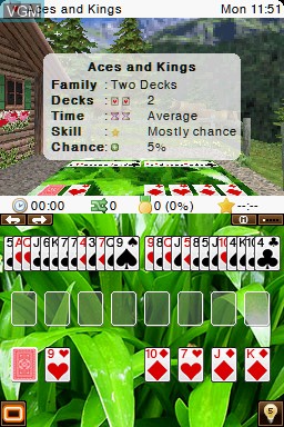 In-game screen of the game 3 in 1 - Solitaire, Mahjong & Tangram on Nintendo DS