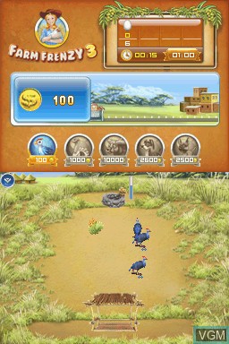 In-game screen of the game Farm Frenzy 3 on Nintendo DS