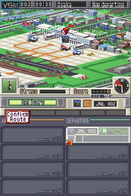 In-game screen of the game Air Traffic Chaos on Nintendo DS