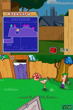 In-game screen of the game 2 Disney Games - Phineas and Ferb + Phineas and Ferb Ride Again on Nintendo DS