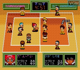 In-game screen of the game Honoo no Doukyuuji - Dodge Danpei on NEC PC Engine