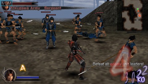 In-game screen of the game Samurai Warriors - State of War on Sony PSP