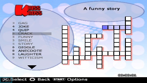 In-game screen of the game Puzzle Challenge - Crosswords And More! on Sony PSP