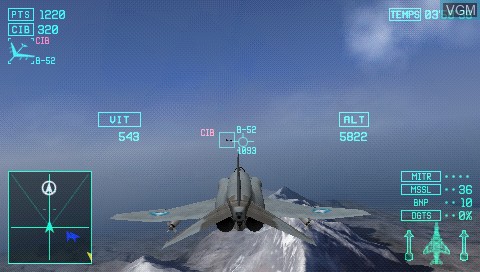 In-game screen of the game Ace Combat X - Skies of Deception on Sony PSP