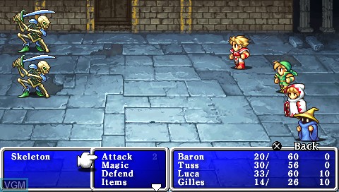 In-game screen of the game Final Fantasy - 20th Anniversary Edition on Sony PSP