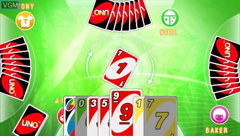 In-game screen of the game Uno on Sony PSP