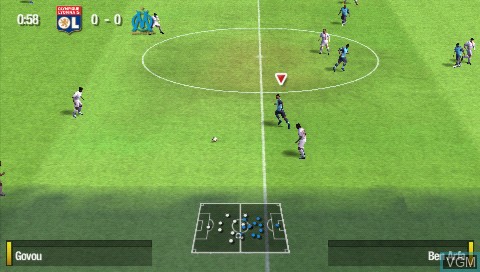 In-game screen of the game FIFA 09 on Sony PSP