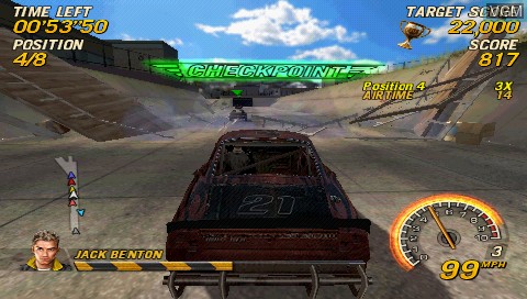 In-game screen of the game FlatOut - Head On on Sony PSP