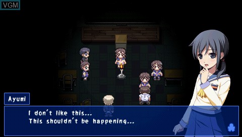 In-game screen of the game Corpse Party on Sony PSP