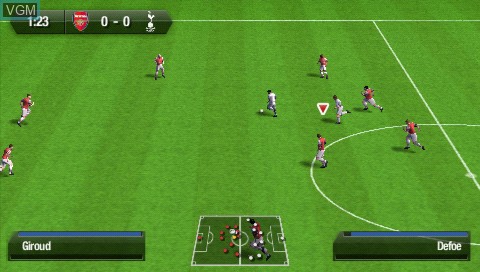 In-game screen of the game FIFA 13 on Sony PSP