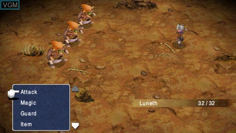 In-game screen of the game Final Fantasy III on Sony PSP