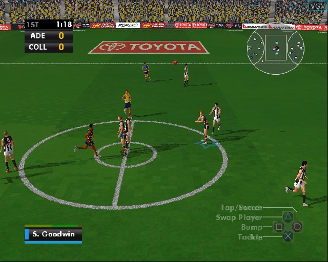 In-game screen of the game AFL Premiership 2006 on Sony Playstation 2