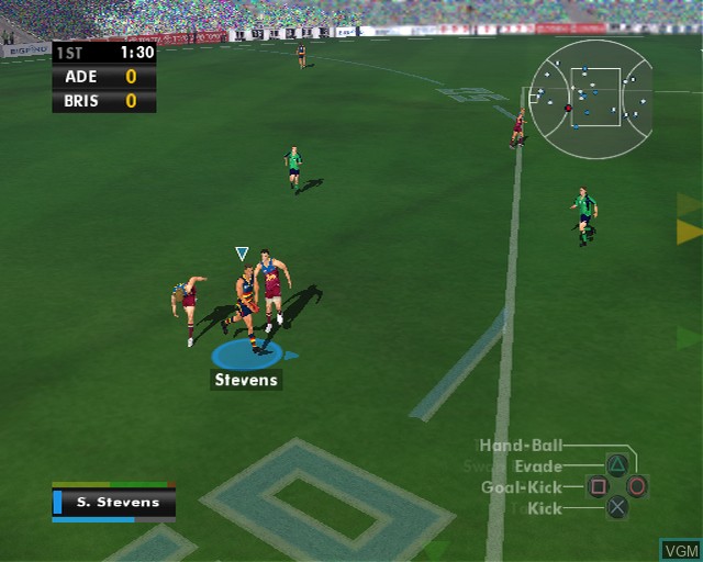 In-game screen of the game AFL Premiership 2007 on Sony Playstation 2