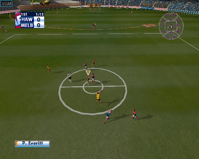 In-game screen of the game AFL Premiership 2005 on Sony Playstation 2