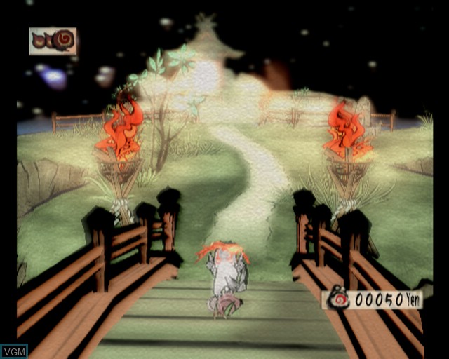 In-game screen of the game Okami on Sony Playstation 2