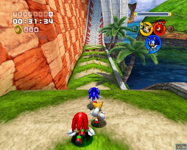 In-game screen of the game Sonic Heroes on Sony Playstation 2