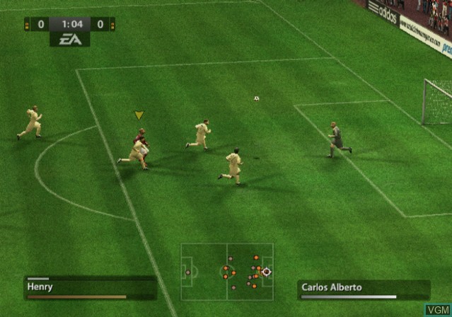 In-game screen of the game FIFA 06 on Sony Playstation 2
