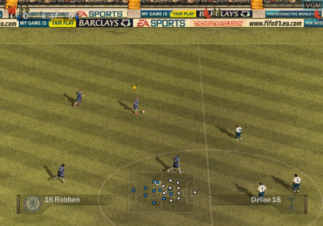 In-game screen of the game FIFA 07 on Sony Playstation 2