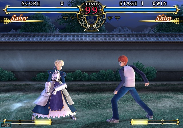 In-game screen of the game Fate/Unlimited Codes on Sony Playstation 2