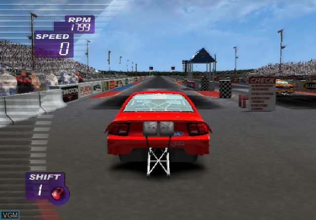 In-game screen of the game IHRA Professional Drag Racing 2005 on Sony Playstation 2