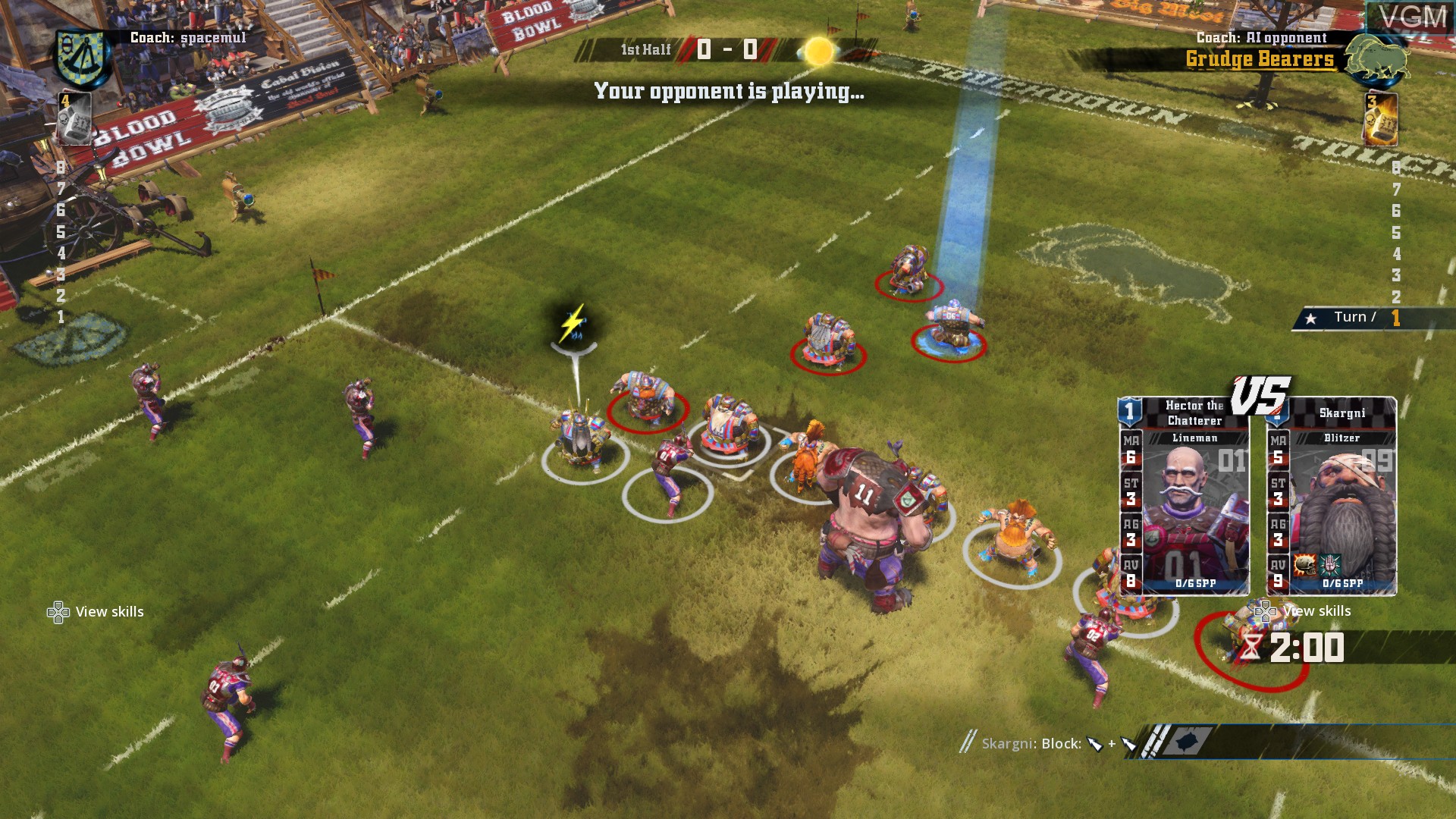In-game screen of the game Blood Bowl 2 on Sony Playstation 4