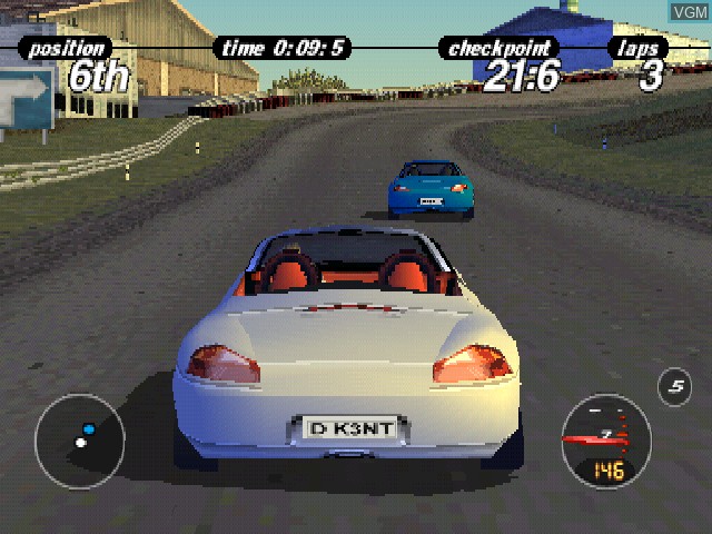 In-game screen of the game Porsche Challenge on Sony Playstation
