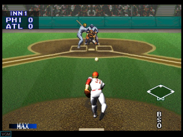 In-game screen of the game Bases Loaded '96 - Double Header on Sony Playstation