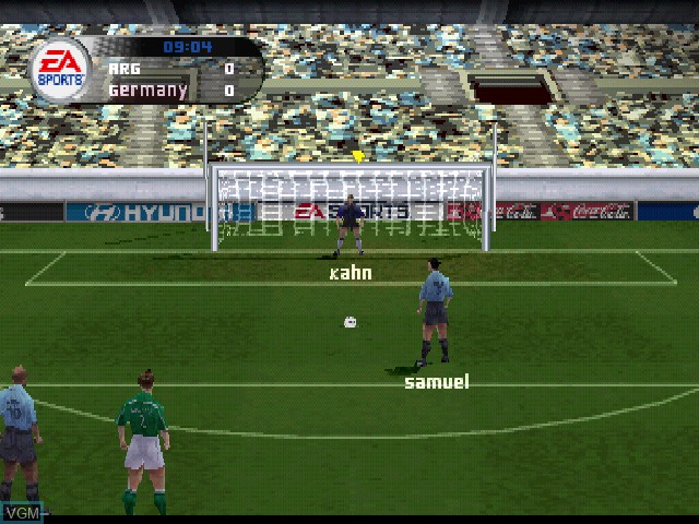 In-game screen of the game FIFA Football 2002 on Sony Playstation