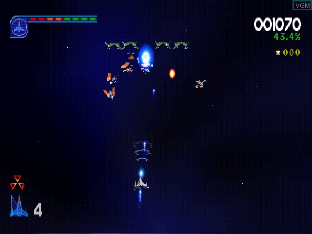 In-game screen of the game Galaga - Destination Earth on Sony Playstation