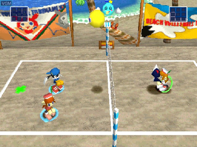 In-game screen of the game Klonoa Beach Volleyball on Sony Playstation