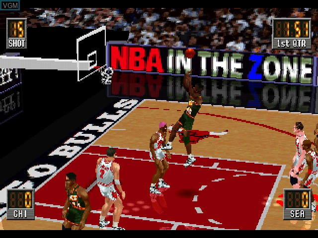 In-game screen of the game NBA In the Zone 2 on Sony Playstation